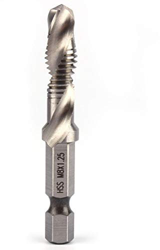 Brocas de vástago hexagonal para metal, cono compuesto de mango hexagonal HSS M8 de 1/4 pulgada para perforar, roscar y cortar placas de aluminio, hierro, etc.