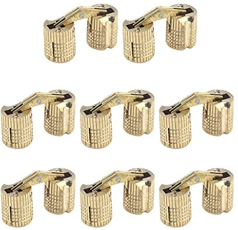 Coshar Bisagras ocultas de latón ocultas cilíndricas ocultas para muebles de gabinete, ángulo de apertura de 180 grados para bricolaje, joyero, muebles, mano, 8 mm, paquete de 8