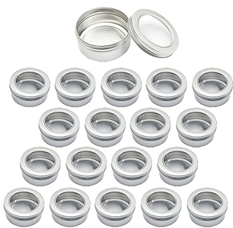 ZEOABSY 100 Stück 150ml Silber Leere Aluminiumdose Aluminium Runde Aludose Blechdosen mit Schraubdeckel Sichtfenster Cremedosen Dosen für DIY Salben Kerze Kosmetik Rasierseife