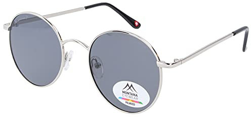 Runde Montana Eyewear Sonnenbrille MP85A aus Metall mit polarisierenden Gläsern in Silber