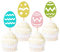 Blumomon 24Pcs Easter Eggs Cupcakes Glitter Happy Easter Cupcake Toppers Chick Egg Cake Toppers for Easter Party Cake Decorations