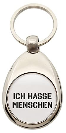 Huuraa Schlüsselanhänger Ich hasse Menschen Geschenk Metall Einkaufswagenchip Ich hasse Menschen Geschenkidee