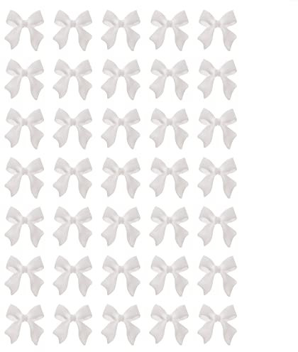100 Pieces 3D Nail Bowknot, Mini Butterfly Bow Ties Nail Charms, Flatback Nail Art Resin Decoration for Nail Manicure Accessories Women Girls (White)