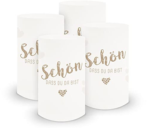 itenga 18x Windlicht Tischlicht aus Folie I Schön DASS du da bist I 10,0 x 21,0 cm I ideal als Tischdeko für Jede Feierlichkeit I geeignet für Teelichter oder LED-Kerzen (Hellbraun)
