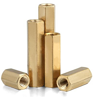 MACHSWON Columna de cobre bidireccional de rosca interna hexagonal M4 x 28 mm, espaciador hexagonal de latón, tuerca de tornillo roscado, columna de cobre hexagonal