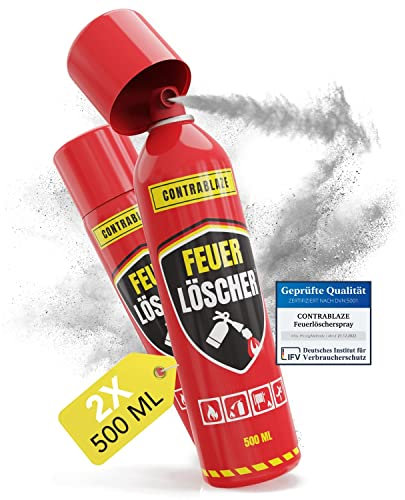 Feuerlöschspray 2er Set - jeweils 500ml - für mehr Sicherheit im Alltag - Idealer Fettbrandlöscher für die Küche - Perfekt als mini Feuerlöscher Auto - Löschspray sofort & sicher einsatzbereit