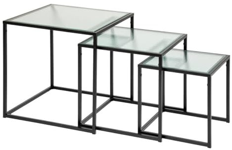 Atmosphera - Tables gigognes Aldir - métal et Verre trempé - Noir