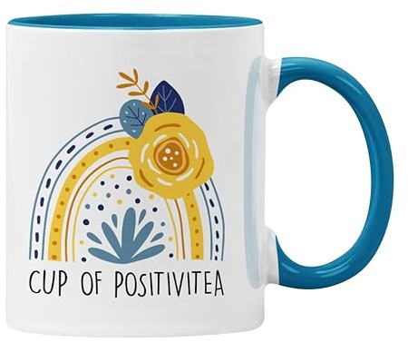 Plumfoolery Cup of Positivi-Tea Mug Positivity Gift Positive Vibes Get Well Soon (Blue)