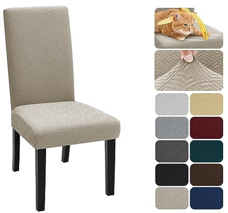 XINEAGE Stuhlhussen 6er Set, Stretch Stuhlhussen für Esszimmerstühle, Universale Stuhlhussen Waschbar Abnehmba für Hotel, Zeremonie, Bankett, Restaurant, Zuhause (Khaki)