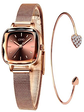 CIVO Armbanduhr Damen Klein Damenuhr: Analog Klassische Luxus - Wasserdicht Geschenke Uhr für Frauen Set