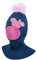 Smarilla Wintermütze Schalmütze Strickmütze Schlupfmütze warme Mädchenmütze Bommelmütze, Farbe: Blau-Rosa, Größe: 50-52