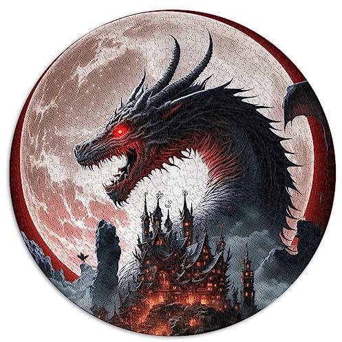 Puzzles für Erwachsene, Drache, 1000 Teile, runde Puzzles für Erwachsene, Stressabbau (67,5 x 67,5), 1000 Teile