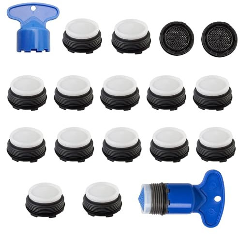 Aérateur de Robinet 16 Pièces Mousseur Robinet M24 Economiseur d'Eau Pour Robinet Avec Robinet Aérateur Clé Filtre Robinet pour Mitigeur d'Evier de Cuisine et de Lavabo de Salle de Bain