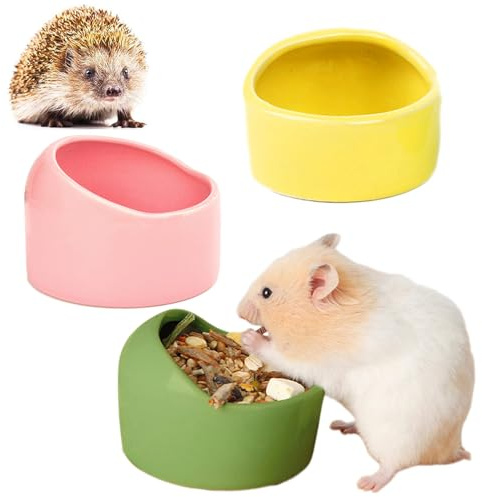 Manqyi 3 Stück Keramik Futterschalen für Haustiere, Hamster und Kleintiere, Anti-Biss Keramik Napf für Meerschweinchen