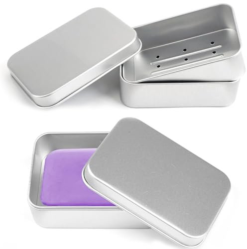 2 Pièces Boite a Savon,Boîtes à Savon en Aluminium,Boite Metallique,Boîte à Savon en Aluminium avec Égouttoir Amovible,Boite Savon Voyage,Convient à Tous Les Savons Solides