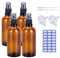 4 Amber Glass Spray Bottles (50ml) - Travel, Brown, Toiletries