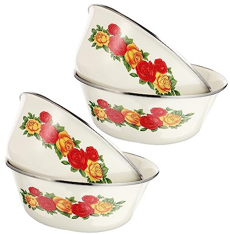 Ciieeo Set Di Bacinelle Smaltate Di Capacità Gadget Da Cucina Bacinella Per La Conservazione Dell'olio Di Strutto Ciotola Decorativa