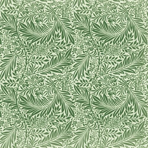 100% Cotton Digital Fabric William Morris Larkspur Leaves Floral Flower (Sold Per Half Metre) (Sage)