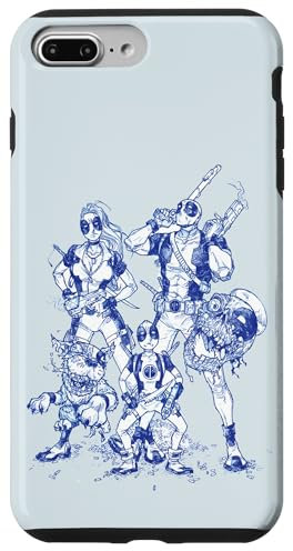 iPhone 7 Plus/8 Plus Marvel Deadpool Family Comic Blue Line Sketch Art Case