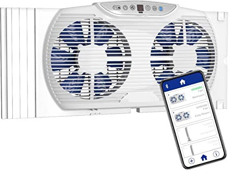 MOVMA Ventilador de techo con ventilación de aire para v Ventilador De Doble Ventana Eléctricamente Reversible Con Tecnología Bluetooth, Blanco