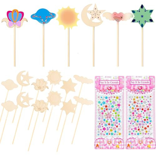 TYXHXTF 12Pcs Artisanat en Bois à Peindre, DIY Baguettes Magique Bois, DIY Loisirs Créatifs, pour Fête Anniversaire, Activité Manuelle, Activites Filles Enfants