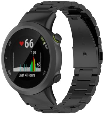 Metallarmband Kompatibel mit Garmin Forerunner 45/45S/Swim 2 Armbänder, Mit Schraubendreher Set, Metall Solid Gewebte Edelstahl Ersatzarmband Edelstahl Armband Uhrenarmband, Schwarz