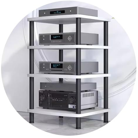 Gabinete de audio de alta fidelidad Racks y soportes HiFi de 2/3/4 niveles Rack de audio Gabinete Estante AV Gabinete para equipos absorbentes de TV Unidad de entretenimiento de audio(Blanco,60*54*89c