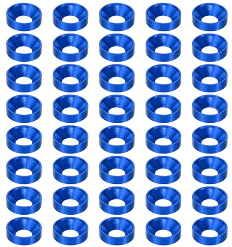 PATIKIL Rondelle Fraîche M8 à Tête Fraisée, 40 Pièces en Alliage d'Aluminium Anodisé, Boulon de Rondelle à Tête Plate pour Pièces d'Accessoires Mécaniques, Modèles DIY, Bleu Foncé