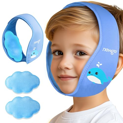 NEWGO Zahn Kühlpads für Kinder,Gesichts Eisbeutel mit 2 Gel-Kühlpackungen Weisheitszahn Kühlpad für TMJ, Kiefer, Kopf und Kinn, nach Operationen, Zahnentfernungen und gezogenen Zähnen (Blau)