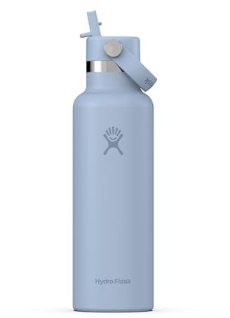 Hydro Flask - Standard Mouth Water Bottle 621 ml (21 oz) - Vacuum Insulated Stainless Steel Water Bottle with Flex Straw Cap - Surf