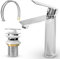 MSC Bathroom Sink Tap with Single Lever Design - Premium Chrome Basin Taps Single Hole with Waterfall Round Mixers, Cloakroom Brass and Supply Hose, Elegant Faucet Set for Bathroom Taps SilvTap