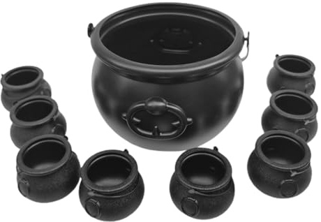 Kesselschalen, Schwarze Hexenkessel Schalen, 9 Stück Hexenkessel Set mit Halloween-Hexendekor, Halloween Servierplatte, Süßigkeitenschalen für Has Kessel
