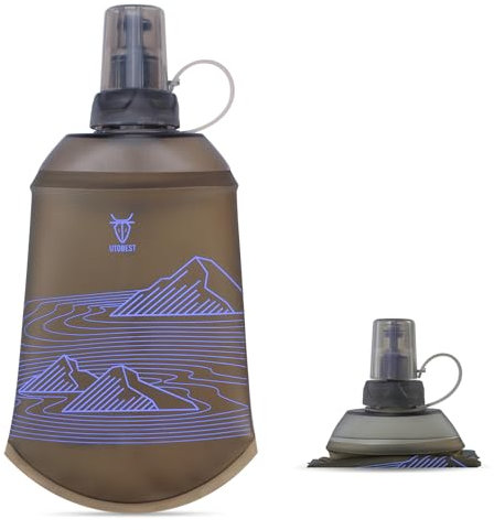 UTOBEST Bouteille d'eau souple de 200 ml - Gourde souple pliable - Anti-fuite, pliable, en TPU de qualité alimentaire, sans BPA, facile à nettoyer - Bouteille d'eau pour la course à pied - Pour