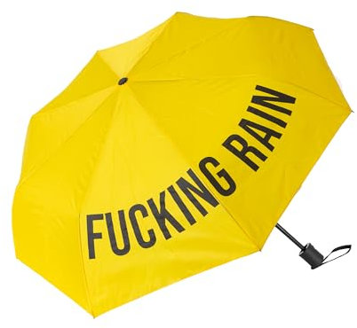 FISURA - Originaler faltbarer Regenschirm f*cking rain“. Mini-Regenschirm in Gelb und Schwarz. Kleiner Damenregenschirm. Automatischer faltbarer Regenschirm. Reise-Regenschirm.