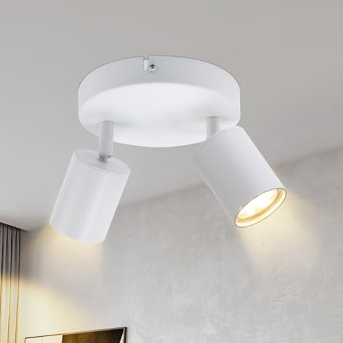 Lichtmaler LED Deckenstrahler 2 Flammig Deckelampe - Deckeleuchte Weiß GU10 Deckenspots Schwenkbar 350° Spotlight Modern Spots für Flur Wohnzimmer Schlafzimmer, Ohne Leuchtmittel