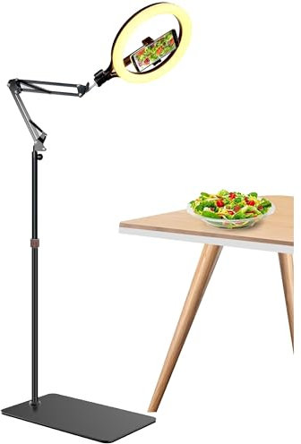 Ringlicht mit Handyhalterung und 177,8 cm Bodenständer für iPhone, Samsung, für Videoaufnahmen, Fotografie, Streaming, Vlog, TikTok, YouTube, 27,9 cm