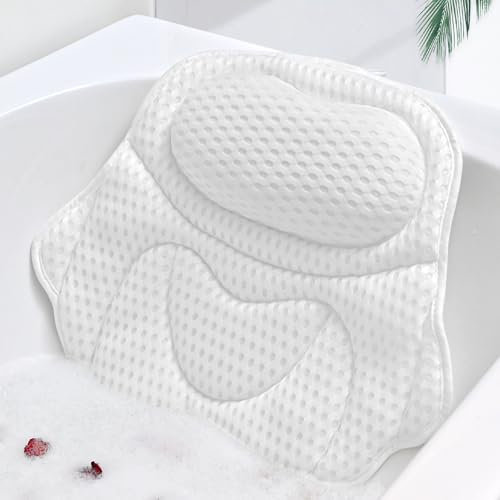 Almohada de baño para bañera, Almohadas de baño de Lujo para Soporte de Cuello y Espalda, Almohada de bañera para reposacabezas de bañera con Bolsa de lavandería, Accesorios de baño para Mujeres,