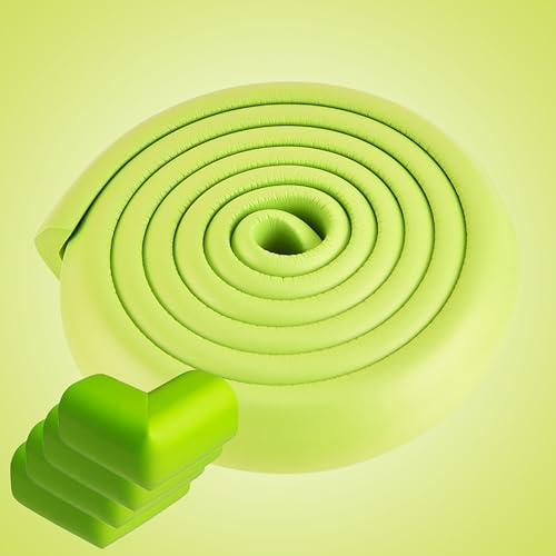 2M Kids Safety Foam Edge Protector with 4 Corner Guards Rubber Bumper Strip Table Edge Cushion Baby Proofing Furniture Guard – Soft Impact Protection (Green)