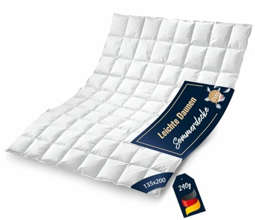 Bettenhaus Breuer Bettdecke 135x200 | Daunendecke | Decke für den Sommer | Sommer-Daunendecke | Kassettenbettdecke | Sommerdecke | Daunenbettdecken | Oeko-TEX-Zertifiziert | Daunenpass