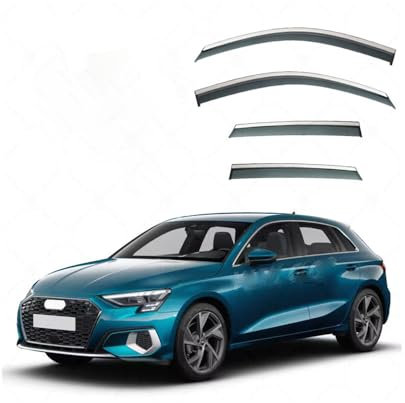 FFSWQAZ4A1 Windabweiser für Audi A3 MK4-8Y 2021+ PC, Vorne und Hinten, Regenschutz, Sonnenschutz, Autofenster-Zubehör, Deflektor
