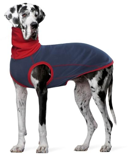 MHaustlie Hundepullover Großer Hund Rollkragenpullover Windhund Hundepullover Rosa Warm Strickpullover Hund Groß Fleece Hunde Pullover Winter Warme Sweatshirt Hunde Wintermantel (Dunkelblau, 2XL)