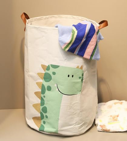 Wäschekorb Baby,Aufbewahrungskörbe,Großer Aufbewahrungskorb Kinder Baumwolle und Wasserabweisend, faltbar,Aufbewahrungskörb für Spielzeug (Dinosaurier)