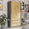Moderner Kleiderschrank mit Schubladen, 2-türiger Kleiderschrank Garderobenschrank, Platzsparender Schrank für Schlafzimmer, Ankleidezimmer, Flur, Kinderzimmer, 90x51x182 cm (LxBxH), Anthrazit Artisan
