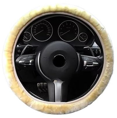 Lenkradbezug Winter warm Auto-Lenkradbezug, Warmer Plüsch, Winter-Lenkradschutz, 38 cm, Zubehör, Weiches Kurzes Fell Warm Lenkradbezug(Beige)
