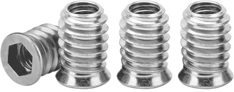 Drenky ‌M6 Insert Fileté Bois‌, écrous à Visser ‌M6 X 15mm ‌Manchons à Visser‌ Galvanisés écrou Hexagonal Fileté‌ pour Meubles en Bois, 40 Pièces, Argent