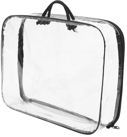 ULTECHNOVO Transparent PVC Storage Bag with Strong Wrapped Handle and Smooth Zipper Lightweight Organizer for Clothes and Magazines Reusable Carrier for Home and Travel