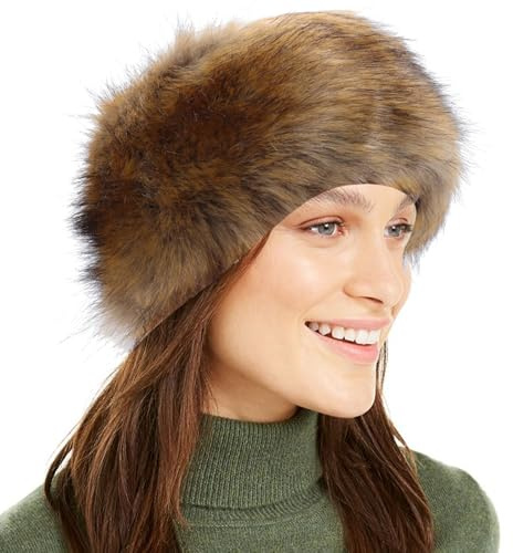 Women's Faux Fur Hat Ladies Fur Headband Soft Russian Style Fluffy Hat Winter Caps for Women