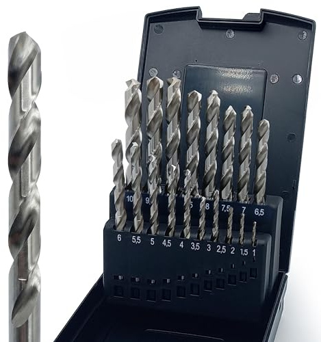 FALKENWALD Metallbohrer Set HSS-Co M35 19-teilig – 5% Kobalt Edelstahlbohrer mit 135° Kreuzanschliff – Profi Spiralbohrer 1–10 mm in 0,5 mm Schritten – inkl. ProBox