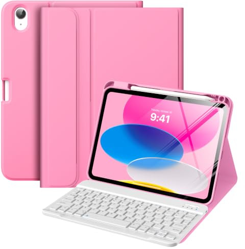 MoKo Keyboard Case for iPad A16 11th/10th 11'' 2025 & 10.9 2022, Peony | Multi-Angle Stand Folio Cover, Detachable Wireless Bluetooth Keyboard ,Auto Wake Sleep