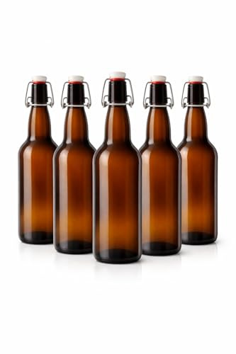 made in home Bottiglie basculanti Bottiglia basculante Bottiglie di vetro 500 ml Marrone con chiusura a leva per il riempimento autonomo Birra Bottiglia di birra (10)